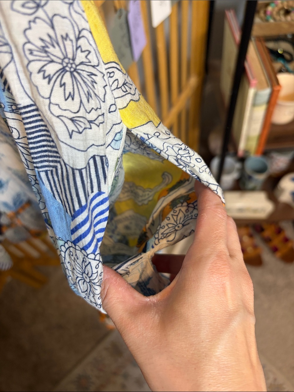 easel Blue Floral & Patchwork Tiered Mini Dress - Picture 6 of 9